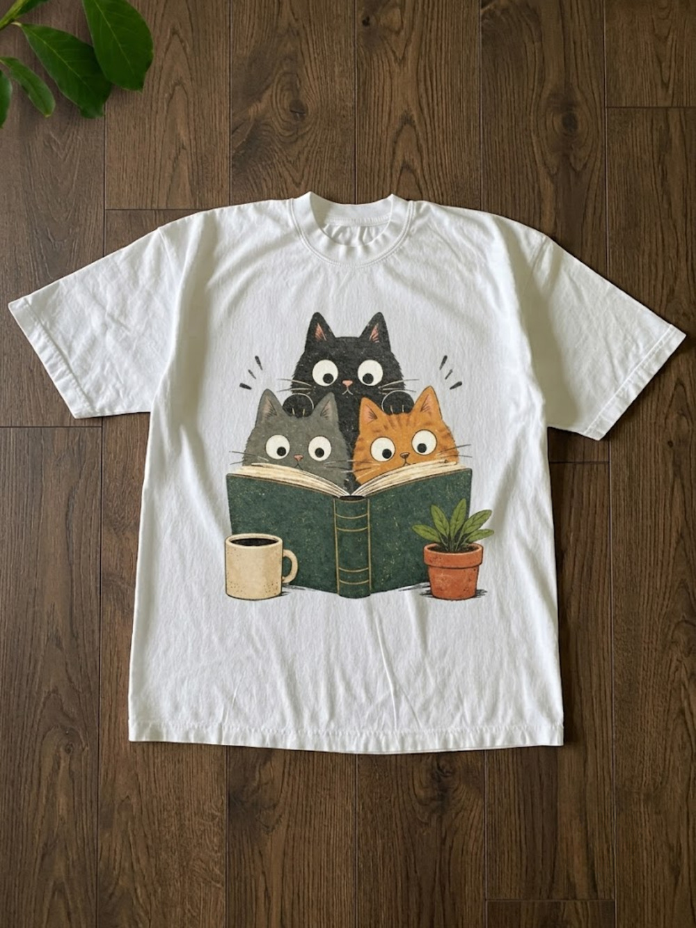 Bookish Cat Reading Cats Graphic Tee, Cute Book Lover T-Shirt Cat Lover Book Tee